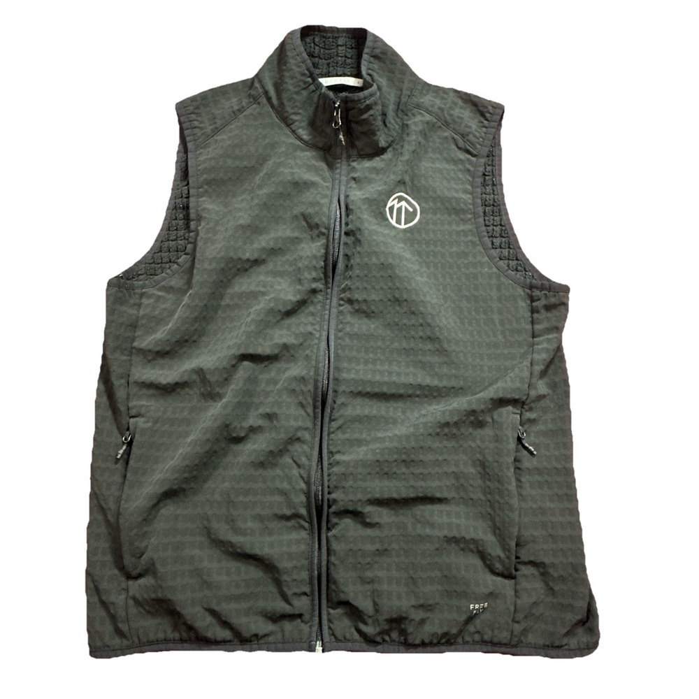 Free Fly Gridback Fleece Vest Men Large Black Full Zip Waffle Grid Lined